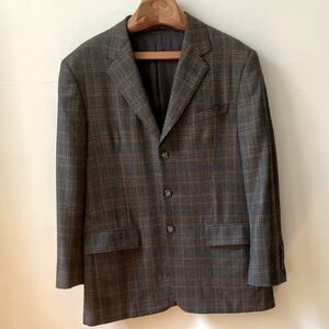 David August wool and cashmere glen plaid jacket custom size